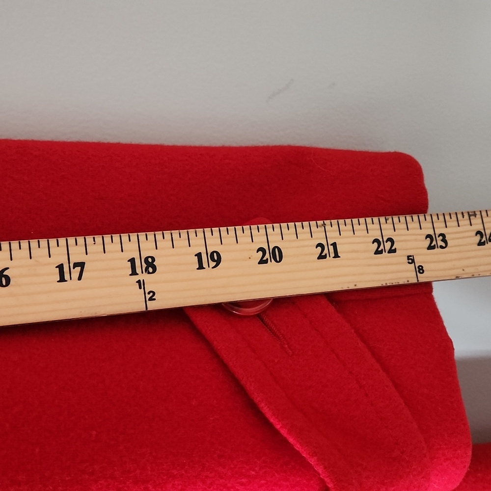 Vintage MACKINTOSH Wool Trench Maxi Coat Cherry Red Size 10 - Picture 9 of 14